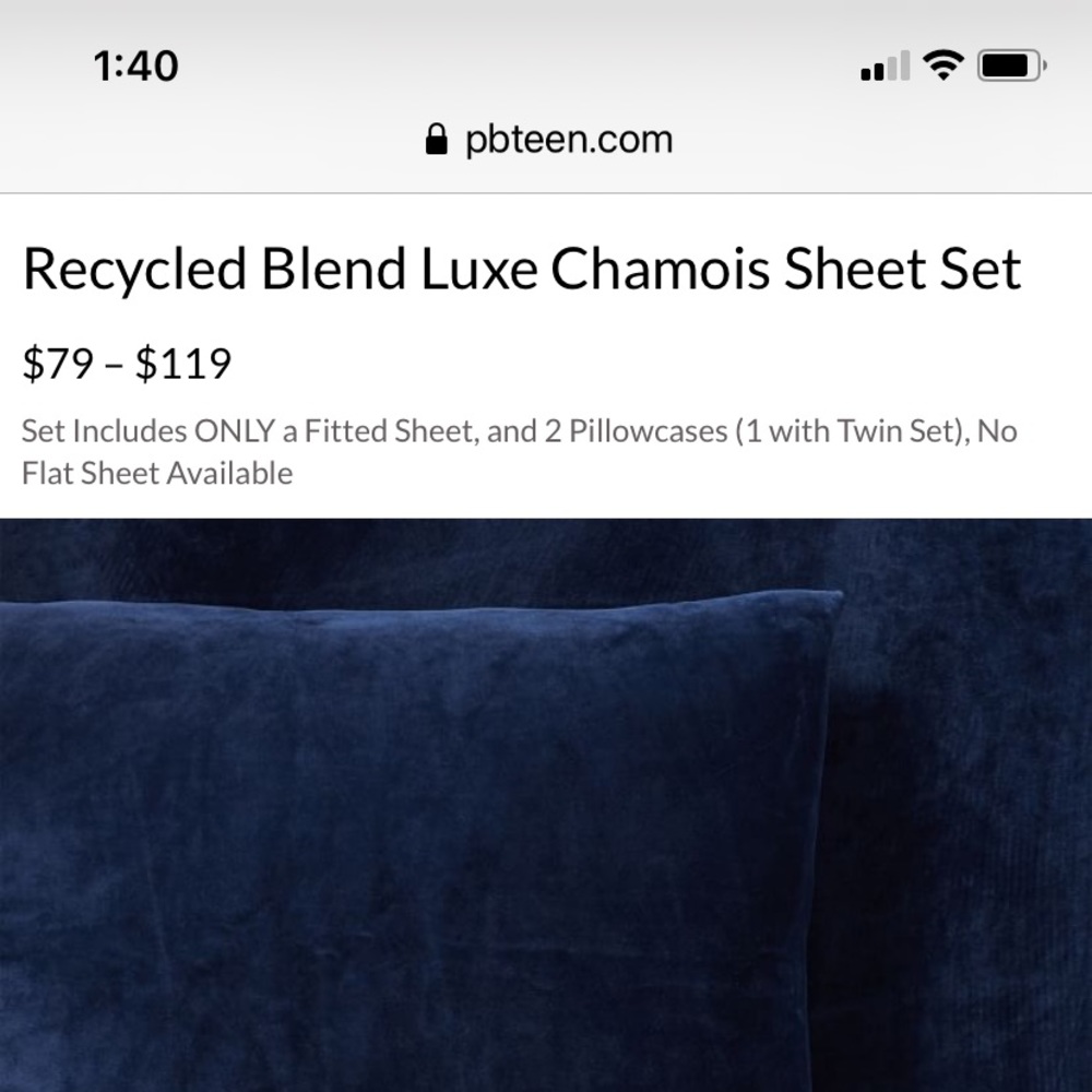 Luxe Chamois Fitted Sheet: Twin / Navy